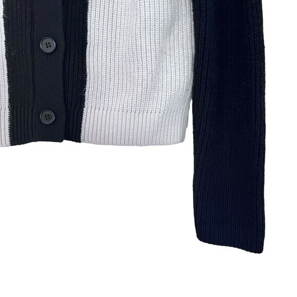 Zara Black White Ribbed Knit Collared Button Front Colorblock Cardigan Sweater S - Picture 5 of 10